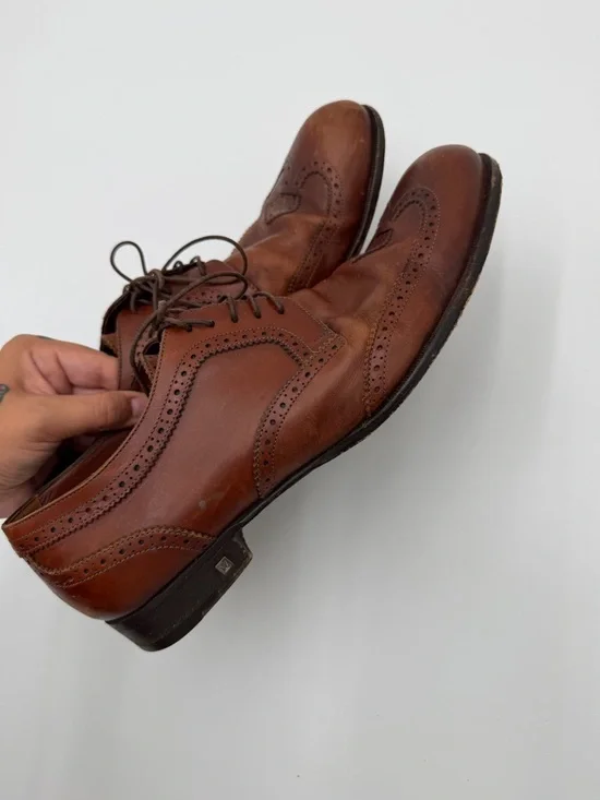 Louis Vuitton Dress Shoes Mens 9.5 Brown Leather Brogue Italy Lace Up - Picture 15 of 16